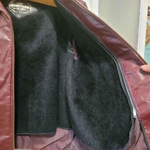 1970's Moto Men's Burgundy Oxblood Zip-Front Leather Jacket Double Lined - Picture 8 of 11